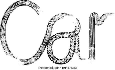 Vector Print Textured Tire Track . Wheel Design Element .Car thread silhouette . Skid Marks