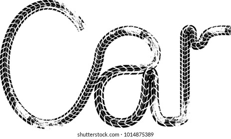 Vector Print Textured Tire Track . Wheel Design Element .Car thread silhouette . Skid Marks