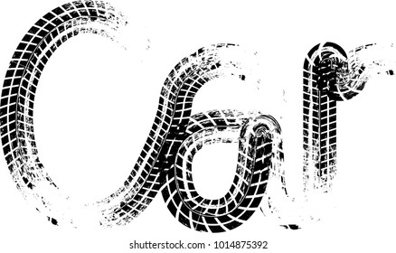 Vector Print Textured Tire Track . Wheel Design Element .Car thread silhouette . Skid Marks