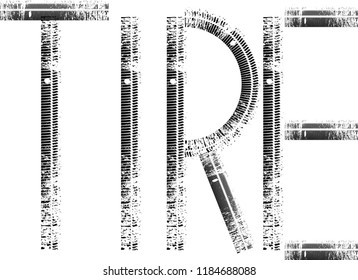 Vector Print Textured Tire Track . Design Element .Bike thread silhouette