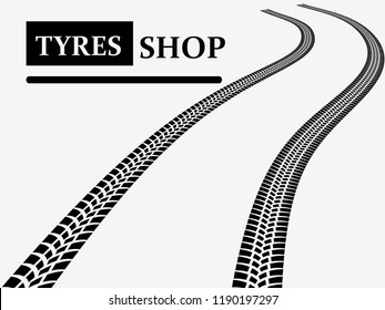 Vector Print Textured Tire Track . Tyre Car Logo