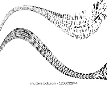 Vector Print Textured Tire Track . Design Element .Car thread silhouette