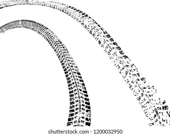 Vector Print Textured Tire Track . Design Element .Car thread silhouette