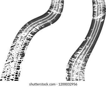 Vector Print Textured Tire Track . Design Element .Car thread silhouette