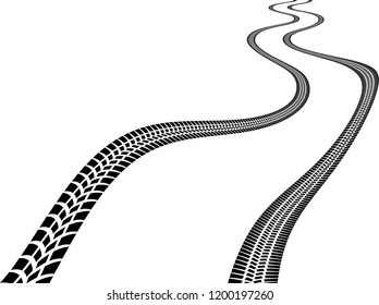 Vector Print Textured Tire Track . Design Element . Car thread silhouette