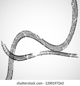 Vector Print Textured Tire Track . Design Element . Car thread silhouette