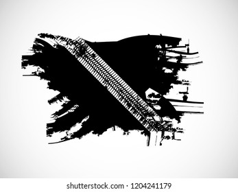 Vector Print Textured Tire Track . Design Element .Bike thread silhouette