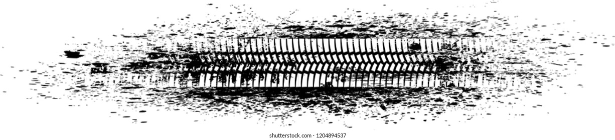 Vector Print Textured Tire Track . Design Element .Bike thread silhouette