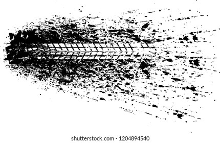 Vector Print Textured Tire Track . Design Element .Bike thread silhouette