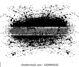 Vector Print Textured Tire Track . Design Element .Bike thread silhouette