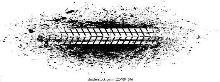 Vector Print Textured Tire Track . Design Element .Bike thread silhouette