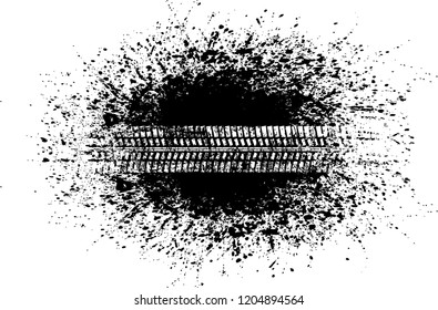 Vector Print Textured Tire Track . Design Element .Bike thread silhouette