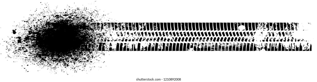 Vector Print Textured Tire Track . Design Element .Bike thread silhouette