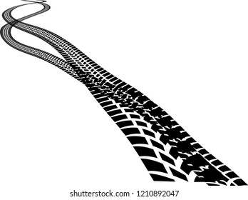 Vector Print Textured Tire Track . Design Element .Bike thread silhouette