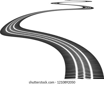 Vector Print Textured Tire Track . Design Element .Bike thread silhouette