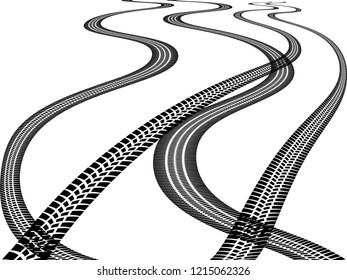 Vector Print Textured Tire Track . Design Element . Car thread silhouette