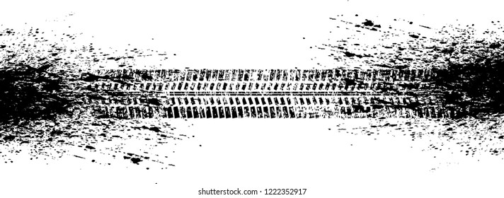 Vector Print Textured Tire Track . Design Element .Bike thread silhouette