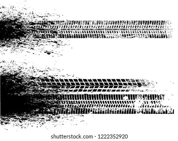 Vector Print Textured Tire Track . Design Element .Bike thread silhouette