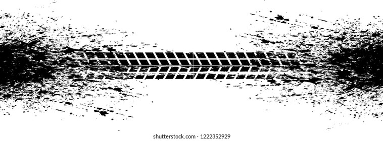Vector Print Textured Tire Track . Design Element .Bike thread silhouette