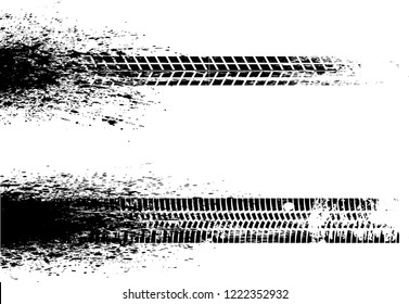 Vector Print Textured Tire Track . Design Element .Bike Thread Silhouette