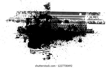 Vector Print Textured Tire Track . Design Element . Car thread silhouette
