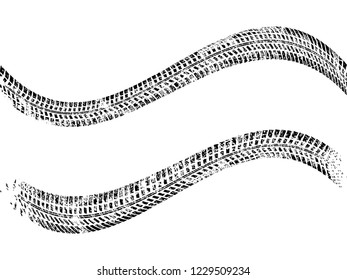 Vector Print Textured Tire Track . Design Element . Car thread silhouette