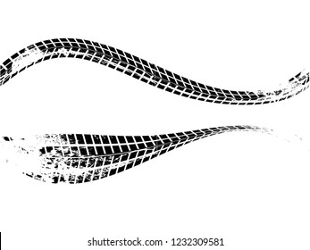 Vector Print Textured Tire Track . Design Element . Car thread silhouette
