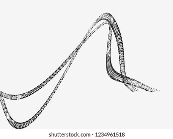 Vector Print Textured Tire Track . Design Element .Bike thread silhouette