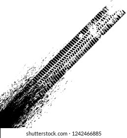 Vector Print Textured Tire Track . Design Element . Car thread silhouette . Mud splash grunge texture
