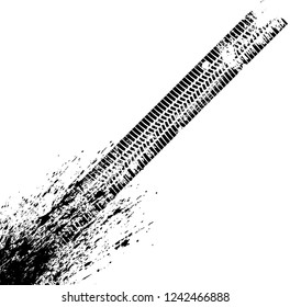 Vector Print Textured Tire Track . Design Element . Car thread silhouette . Mud splash grunge texture