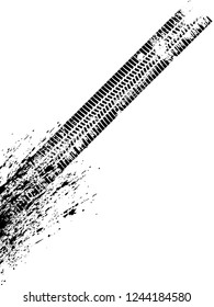 Vector Print Textured Tire Track . Design Element . Car thread silhouette . Mud splash grunge texture