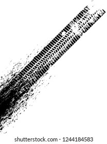 Vector Print Textured Tire Track . Design Element . Car thread silhouette . Mud splash grunge texture