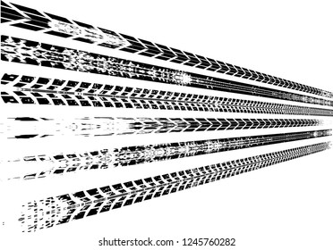 Vector Print Textured Tire Track . Design Element .Bike thread silhouette