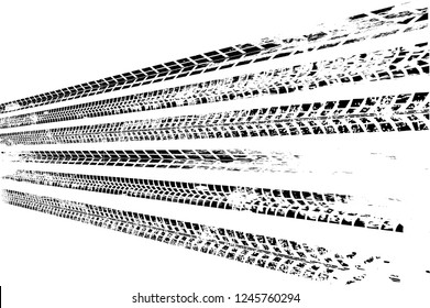 Vector Print Textured Tire Track . Design Element .Bike thread silhouette