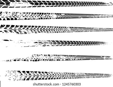 Vector Print Textured Tire Track . Design Element .Bike thread silhouette