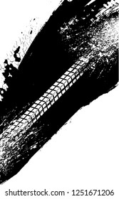 Vector Print Textured Tire Track . Design Element . Car thread silhouette . Mud splash grunge texture