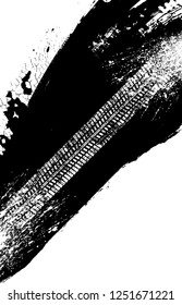 Vector Print Textured Tire Track . Design Element . Car thread silhouette . Mud splash grunge texture