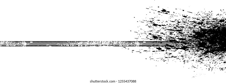 Vector Print Textured Tire Track . Design Element .Bike thread silhouette