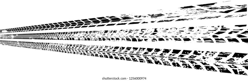 Vector Print Textured Tire Track . Design Element . Car thread silhouette . Mud splash grunge texture