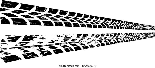 Vector Print Textured Tire Track . Design Element . Car thread silhouette . Mud splash grunge texture