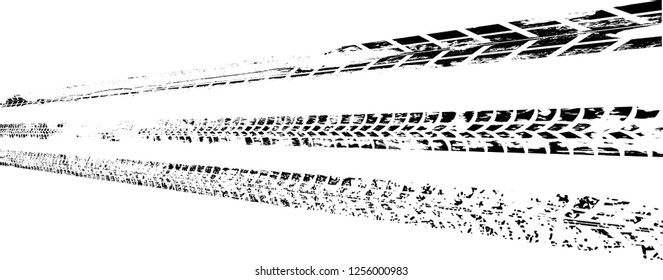 Vector Print Textured Tire Track . Design Element . Car thread silhouette . Mud splash grunge texture