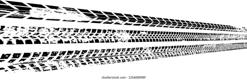 Vector Print Textured Tire Track . Design Element . Car thread silhouette . Mud splash grunge texture