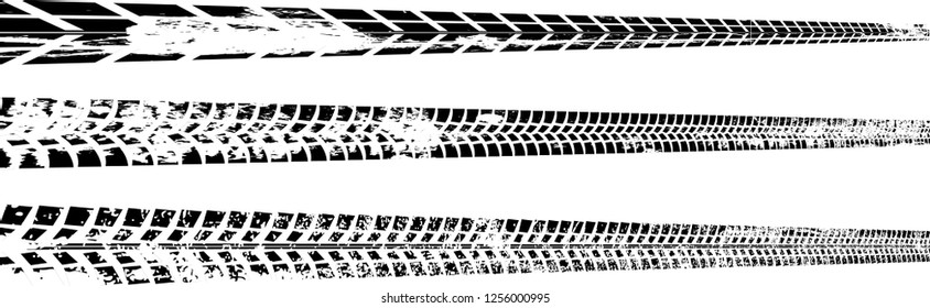 Vector Print Textured Tire Track . Design Element . Car thread silhouette . Mud splash grunge texture