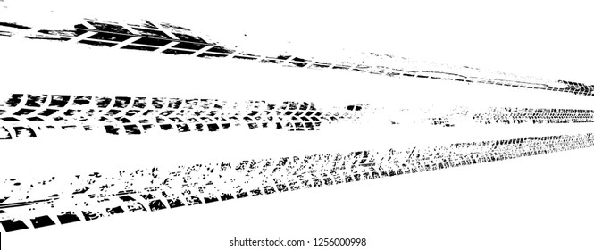 Vector Print Textured Tire Track . Design Element . Car thread silhouette . Mud splash grunge texture