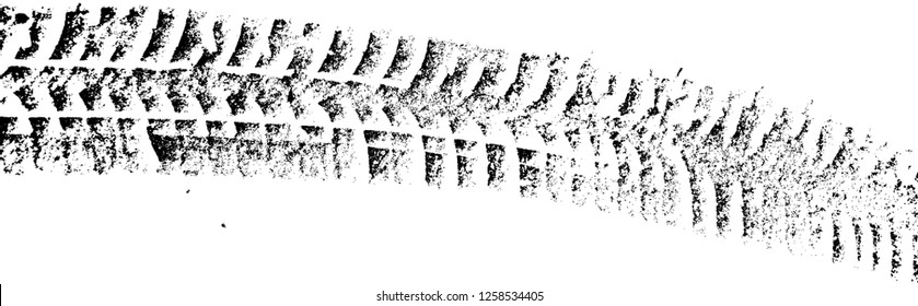 Vector Print Textured Tire Track in the snow . Design Element . Car thread silhouette . Mud splash grunge texture