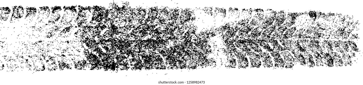 Vector Print Textured Tire Track in the snow . Design Element . Car tread silhouette . Mud splash grunge texture