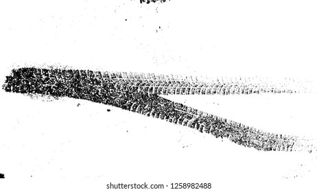 Vector Print Textured Tire Track in the snow . Design Element . Car tread silhouette . Mud splash grunge texture