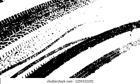 Vector Print Textured Tire Track in the snow . Design Element . Car thread silhouette . Mud splash grunge texture