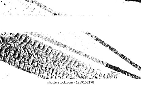 Vector Print Textured Tire Track in the snow . Design Element . Car thread silhouette . Mud splash grunge texture