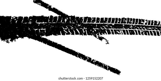 Vector Print Textured Tire Track in the snow . Design Element . Car thread silhouette . Mud splash grunge texture